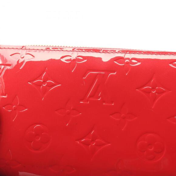 Louis Vuitton Zippy Wallet, Round Long Leather Vernis, Women's, Red, M90200